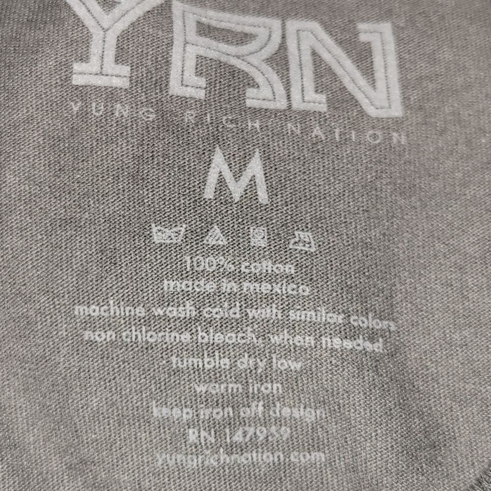YRN Yung Rich Nation Destruction Tee Color Gray Size Medium - Picture 3 of 4
